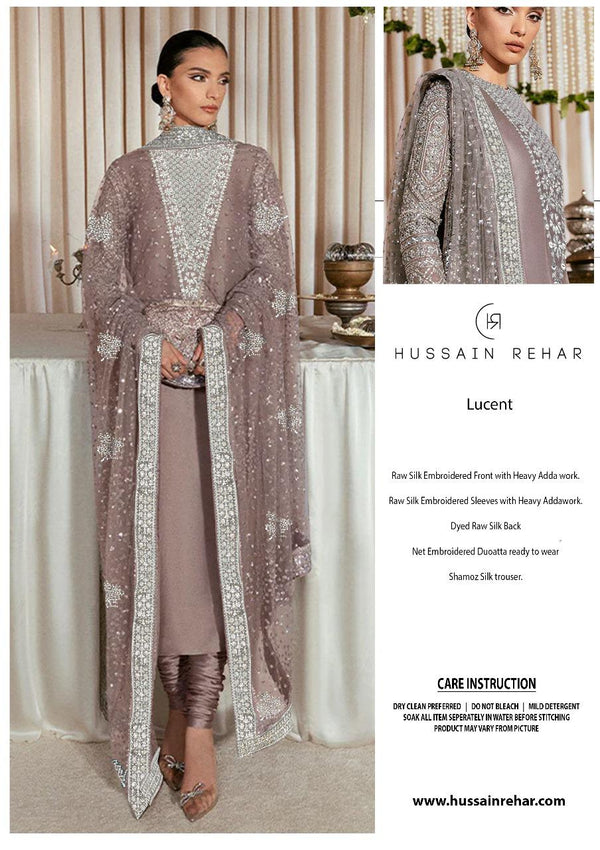 Hussain Rehar Heavy Embroidered Raw Silk 3 Piece Unstitched